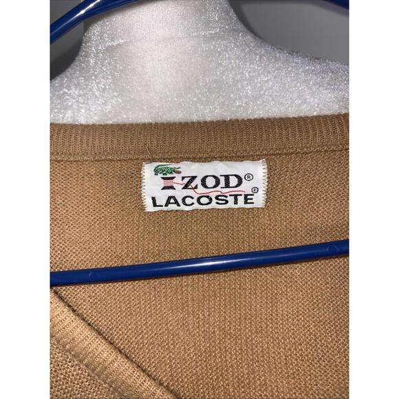 Izod Lacoste Sweater V-Neck Vintage Grandpa Men's XL USA Orlon Acrylic Brown - Picture 3 of 6